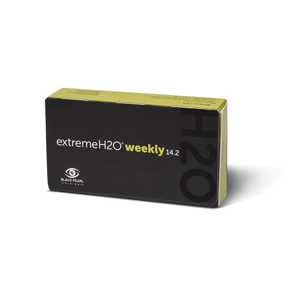 Box of extremeH2O weekly contact lenses on a white background