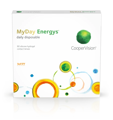 MyDay Energys contact lenses box by CooperVision on a white background